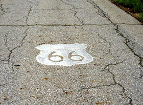 Route 66 road shield in Galena, Kansas,