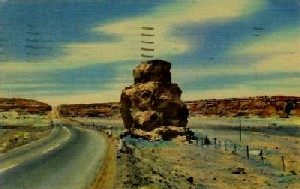 Owl Rock on Highway U.S. 66 about 40 miles west of Albuquerque, New Mexico on Route 66