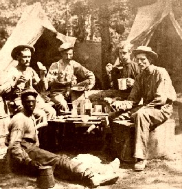 Dinner in a Civil War camp.