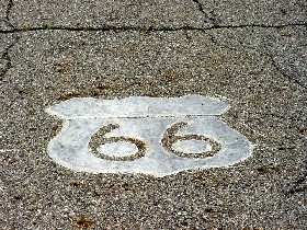Route 66 Shield in Road
