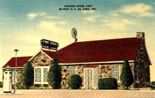 Vintage Wagon Wheel Cafe in Cuba, Missouri