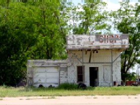 Old gas station in Texola, Oklahoma