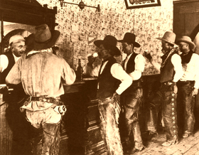 Cowboys at a Tascosa, Texas saloon.