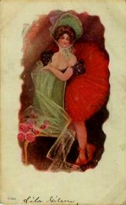 Vintage Dance Hall Girl Postcard