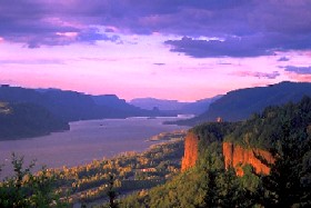 The Columbia River Gorge on the border of Washington and Oregon