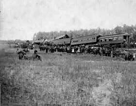 Derailed train in Adair, Iowa