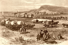 Railroad building on the great plains, 1875