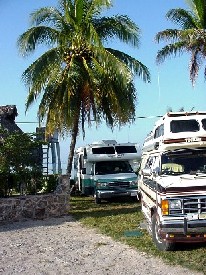 RV's at Lake Bacalar at southern tip of Yucatan 
