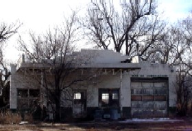 Old gas station along Route 66 in Adrian, Texas
