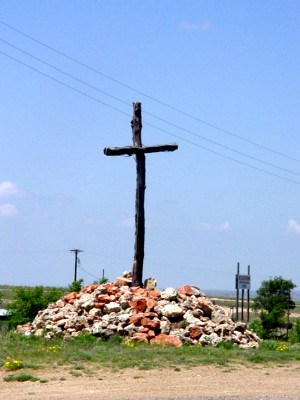Cross Next to Old Church at Alanreed, Texas