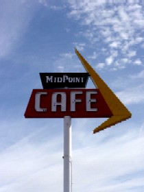 Midpoint Cafe Sign in Adrian, Texas