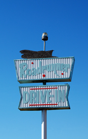 Roadrunner Drive-In sign, Vega, Texas