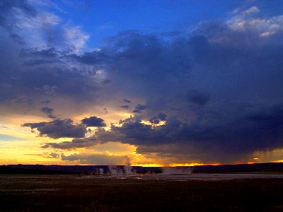 Sunset At Biscuit Basin at Yellowstone National Park