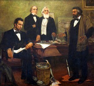 Frederick Douglass appealing to President Lincoln and his cabinet to enlist African-American