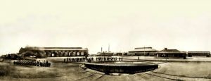Roundhouse and railroad buildings, Douglas, Arizona, West Coast Art Co, 1909. Roundhouse and railroad buildings, Douglas, Arizona, West Coast Art Co, 1909
