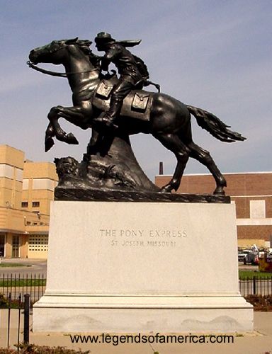 Pony Express Monument, St. Joseph, Missouri by Kathy Weiser