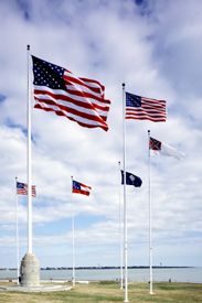 Flags at Fort Sumter in South Carolina