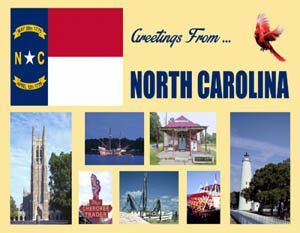 Greetings from North Carolina Postcard. Available at Legends' General Store.