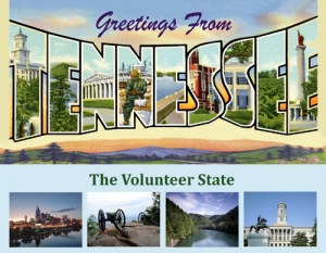 Greetings from Tennessee Postcard. Available at Legends' General Store.