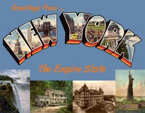 New York Niagara Falls --- Map Postcard NY City West Point The Empire State 