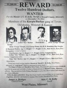 Barker-Karpis-banden eftersøgt plakat