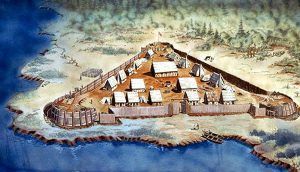 The triangular fort at the Jamestown colony.