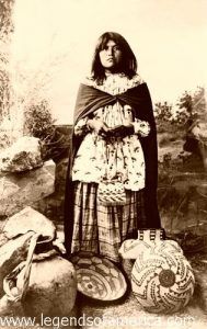 Apache woman and basket work, 1908