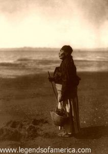 Chinook woman on the beach, 1910, Edward S. Curtis