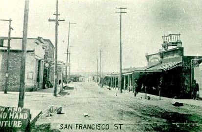 Vintage photograph of San Francisco Street in Santa Fe