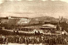 The hanging of James P. Casey and Charles Cora, Frank Leslie's Illustrated Newspaper, 1856.