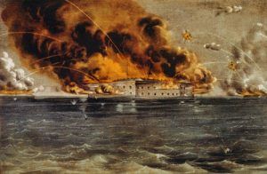 Bombarding Fort Sumter, April, 1861 by Currier & Ives