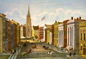 Wall Street, New York City, Augustus Kollner, 1847