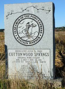 Cottonwood Springs, Nebraska Pony Express marker