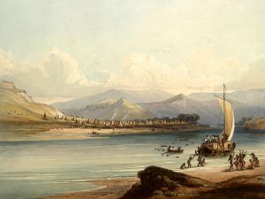 Camp of the Gros Ventre on the Upper Missouri River by Karl Bodmer, 1832