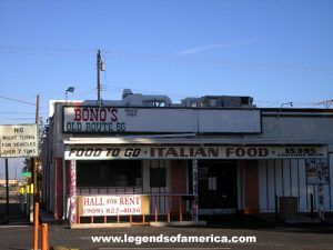 Bono's Restaurant, a long-time Route 66 icon, is long closed, by Kathy Alexander.