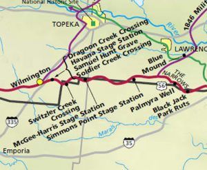 Santa Fe Trail Map Douglas, Osage and Lyon Counties of Kansas