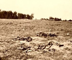 The Gaines' Mill Battlefield is littered with the skeletons of the dead.