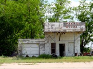 An old gas station in Texola, Oklahoma.