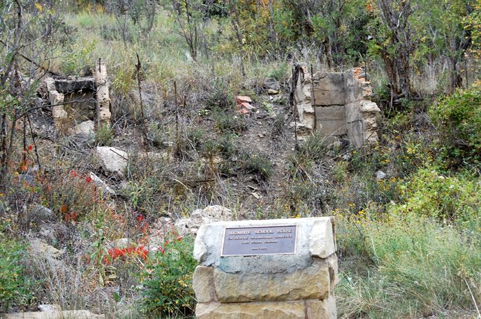 Ruins of the old Sugarite School House, by Kathy Weiser-Alexander.
