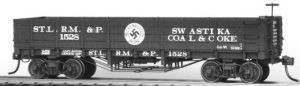 Swastika Coal Train owned by the St. Louis, Rocky Mountain, and Pacific Company
