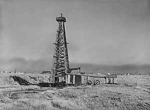 Starting in the 1920s, Hutchinson County, Texas was filled with oil rigs, company camps, oilmen, roughnecks, and, unfortunately, a bevy of lawless elements. Photo by John Vachon, 1942.