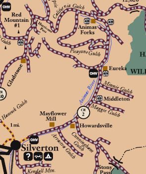 Silverton to the Alpine Loop, Colorado map.
