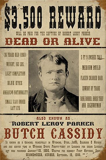 Butch Cassidy Wanted Poster
