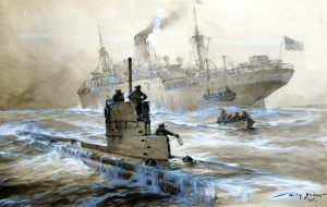 The German Navy attacks the Linda Blanche of Liverpool by Willy Stower