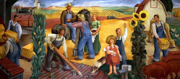 Kansas Farming Mural in the U.S. Courthouse, Wichita, Kansas by Richard Haines, 1936