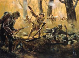 American soldiers at Courthiezy, France, July 15, 1918 by Don Troiqani, National Guard Series
