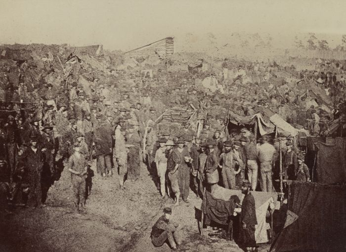 Issuing Rations at Andersonville, Georgia Prison by Andrew J. Riddle, 1864
