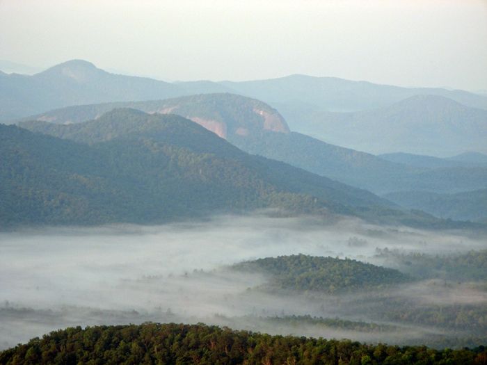 Blue Mountains in the fog, Blue Ridge Parkway by Bill Bake, National Park Service