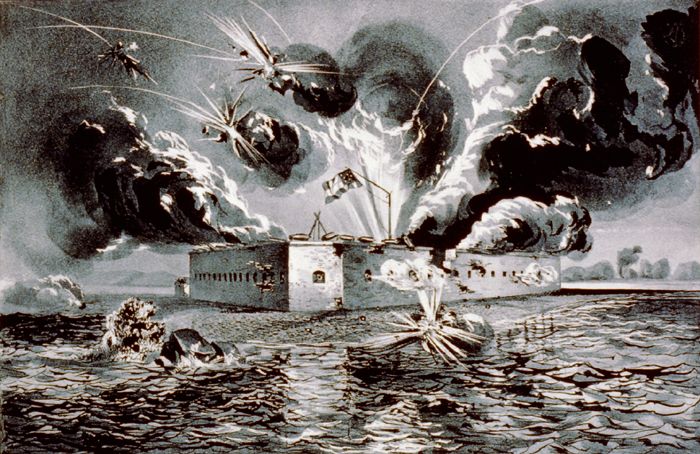 Bombardment of Fort Pulaski, Georgia by Currier & Ives, 1862