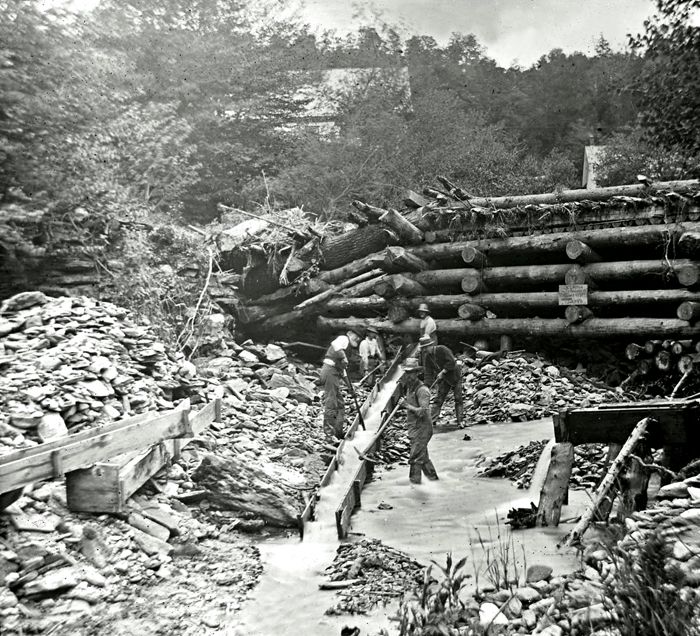 Sluicing operation near Plymouth, Vermont by E.G. Davis, Plymouth Historical Society